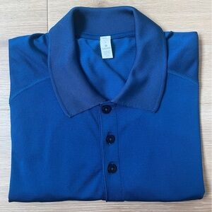 Lululemon Polo Shirt Sz L Blue Casual Active Short Sleeve Metal Vent Tech *Z11